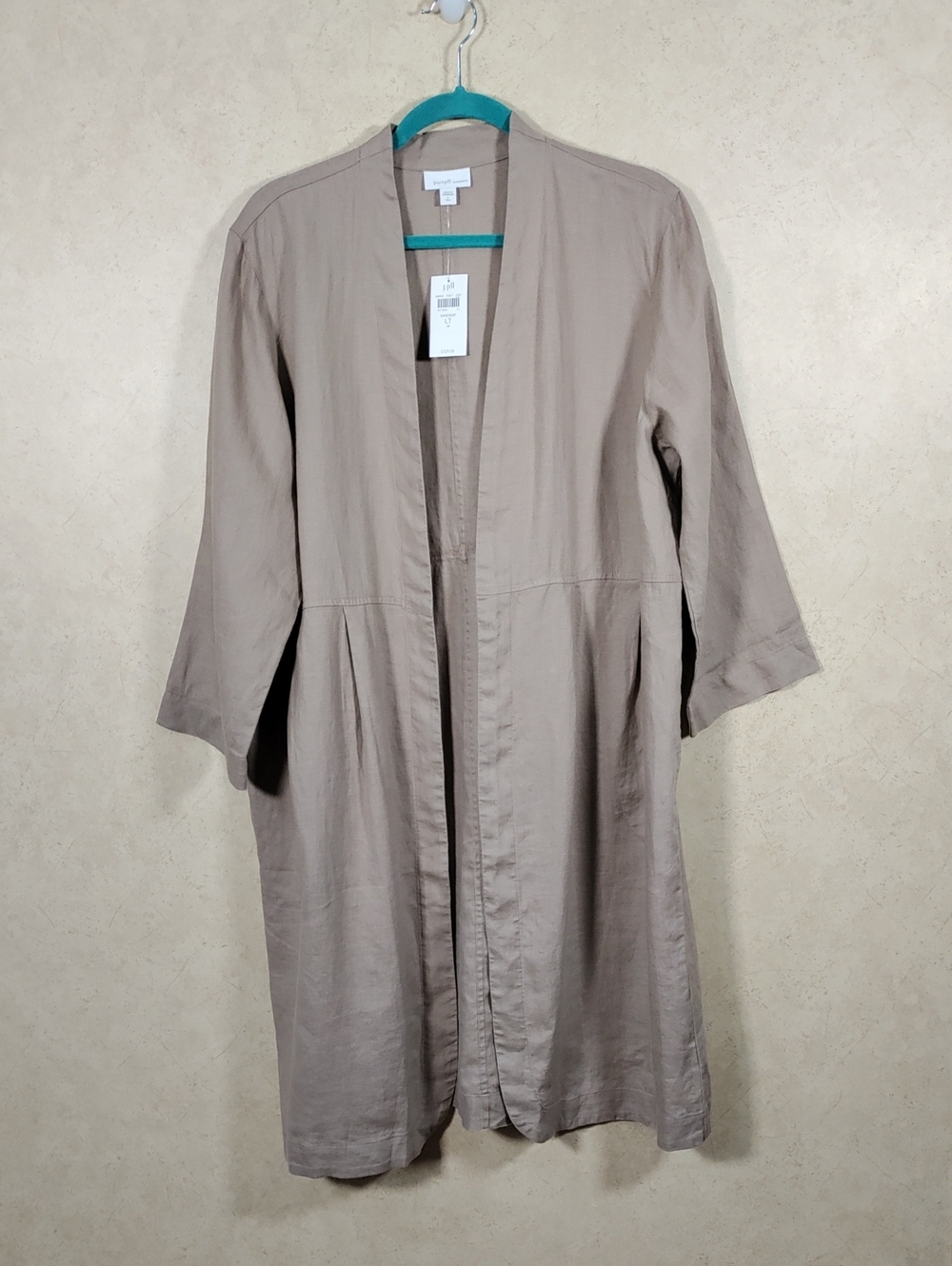 H141 J. Jill Sandbar (Taupe) Open Front Duster Jacket LT NWT